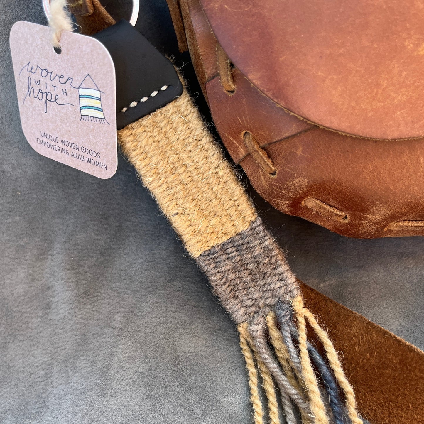 Wool and Leather Keychain
