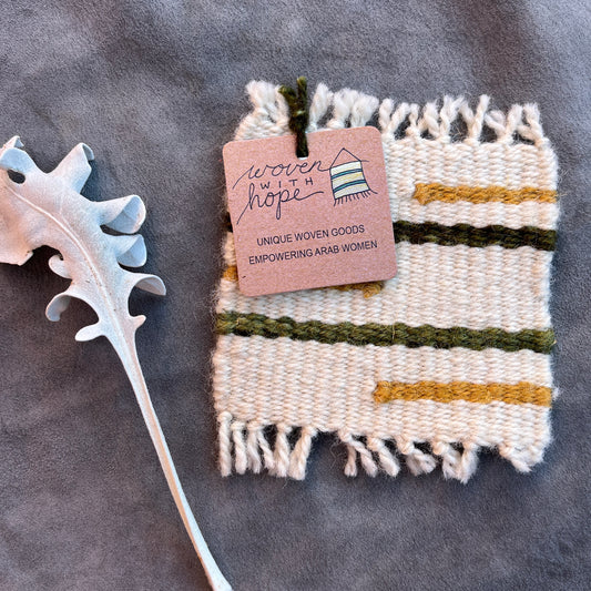 Single Coaster-Beige/Yellow/Green