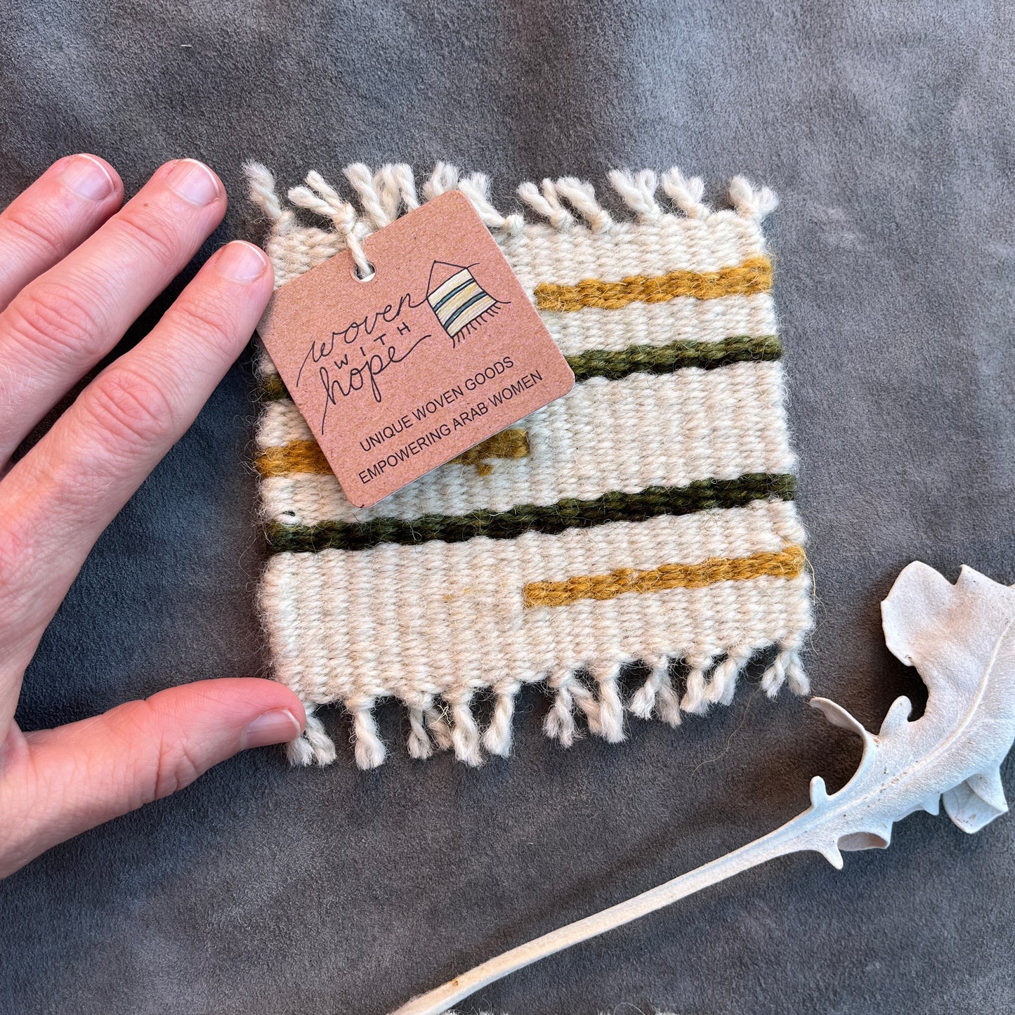 Single Coaster-Beige/Yellow/Green