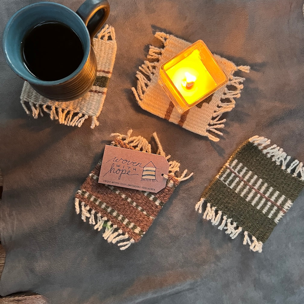 Coaster Set-Sage and Dusty Rose