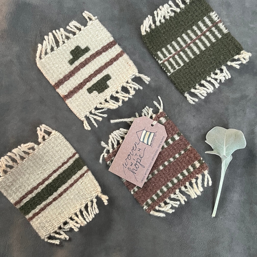 Coaster Set-Sage and Dusty Rose