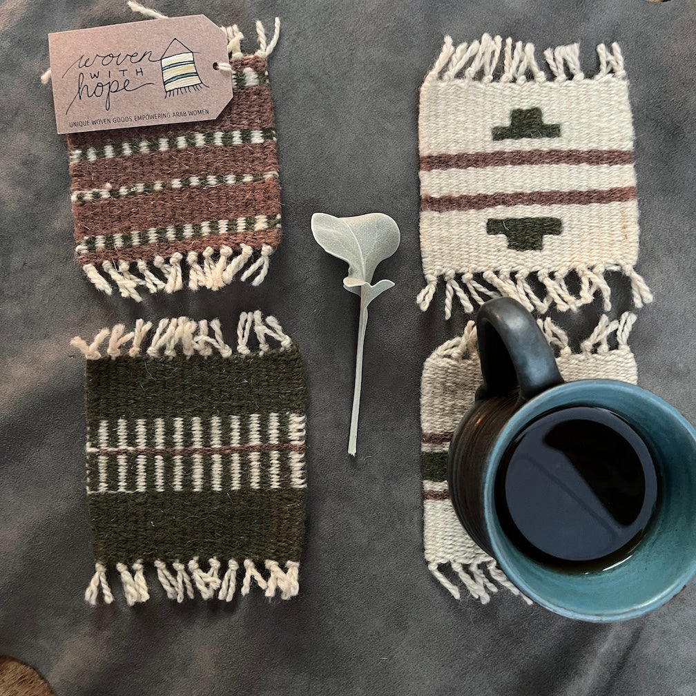 Coaster Set-Sage and Dusty Rose