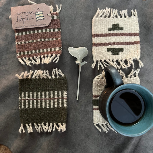 Coaster Set-Sage and Dusty Rose
