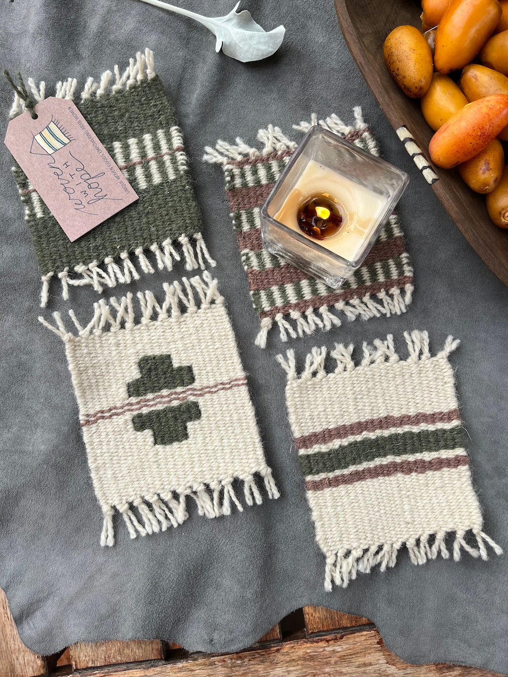 Coaster Set-Sage and Dusty Rose