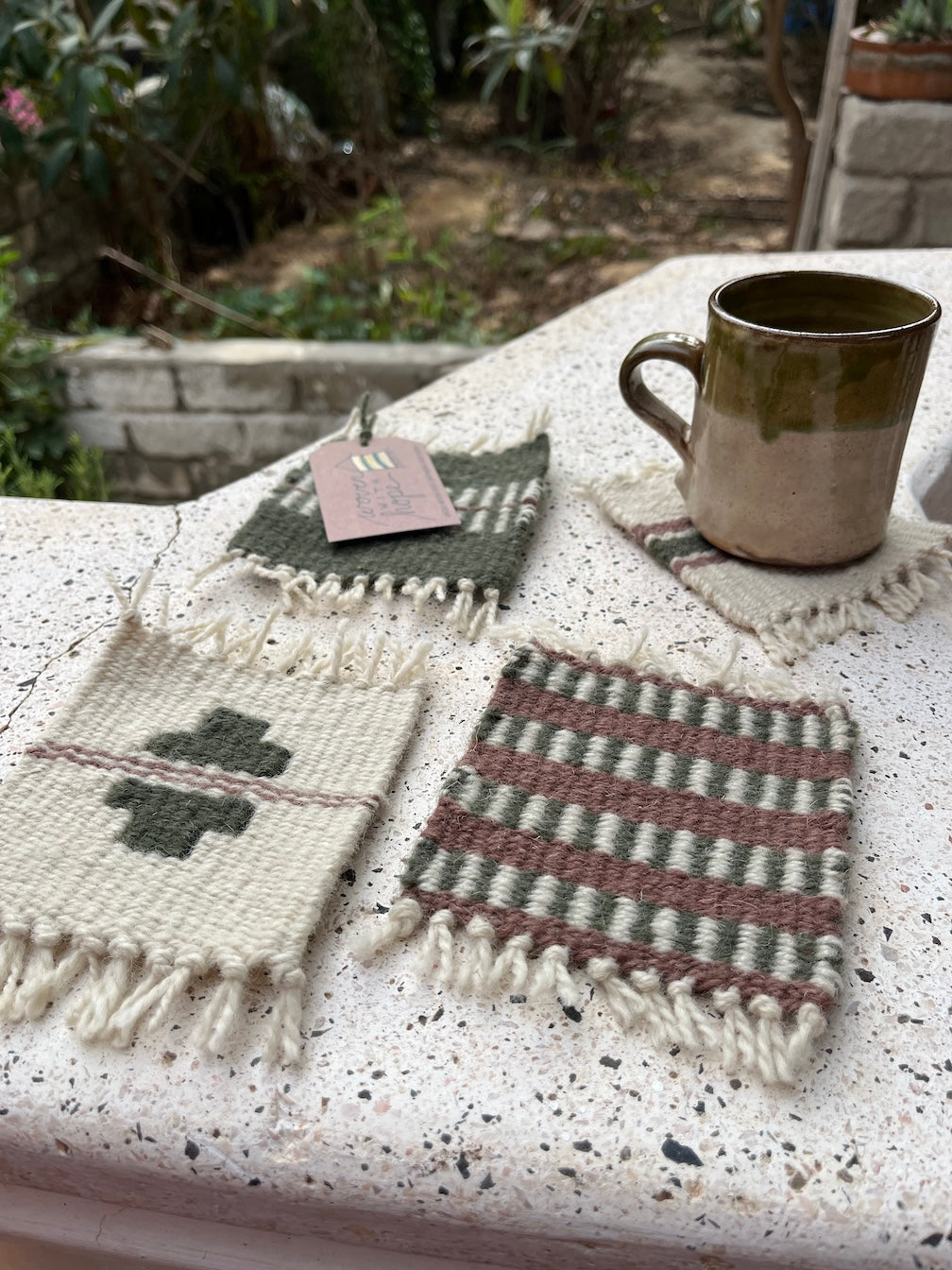 Coaster Set-Sage and Dusty Rose
