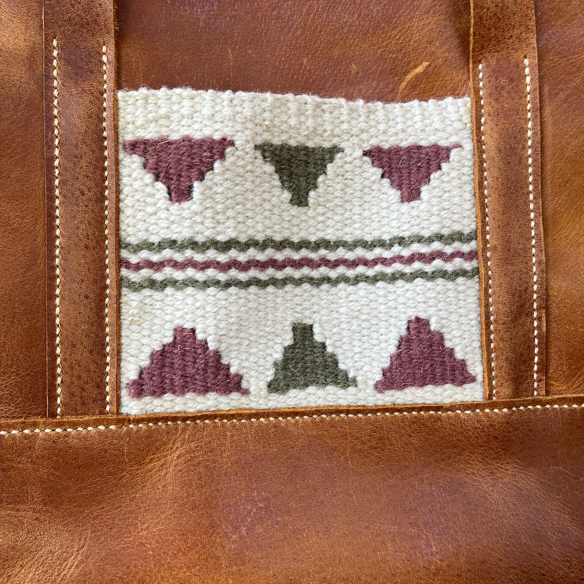 Chestnut Leather Tote with Pocket - Nourished Collection
