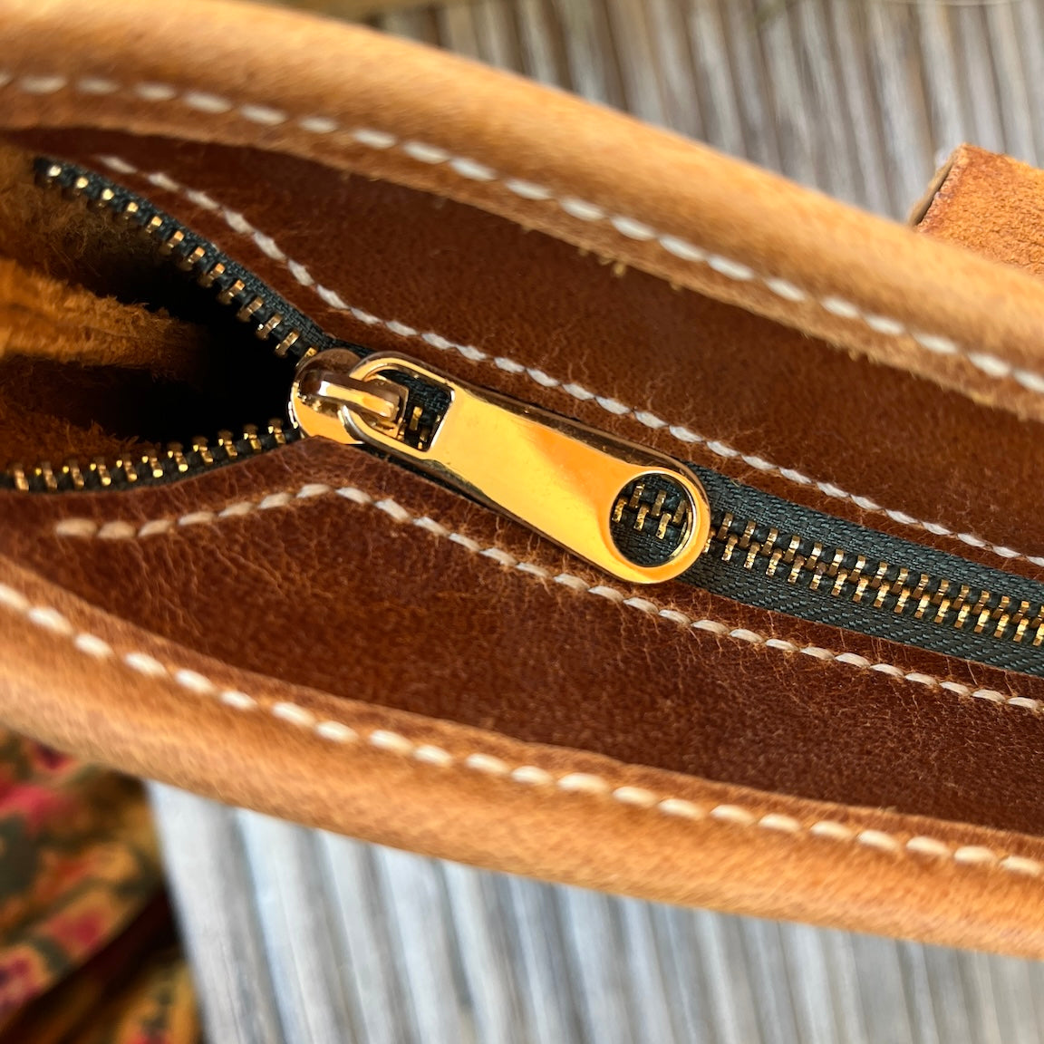 Chestnut Leather Tote with Pocket - Nourished Collection