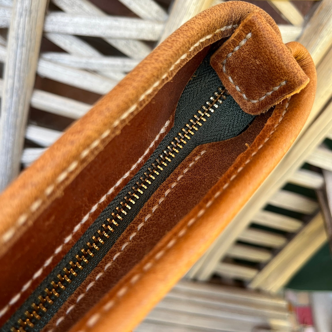 Chestnut Leather Tote with Pocket - Nourished Collection