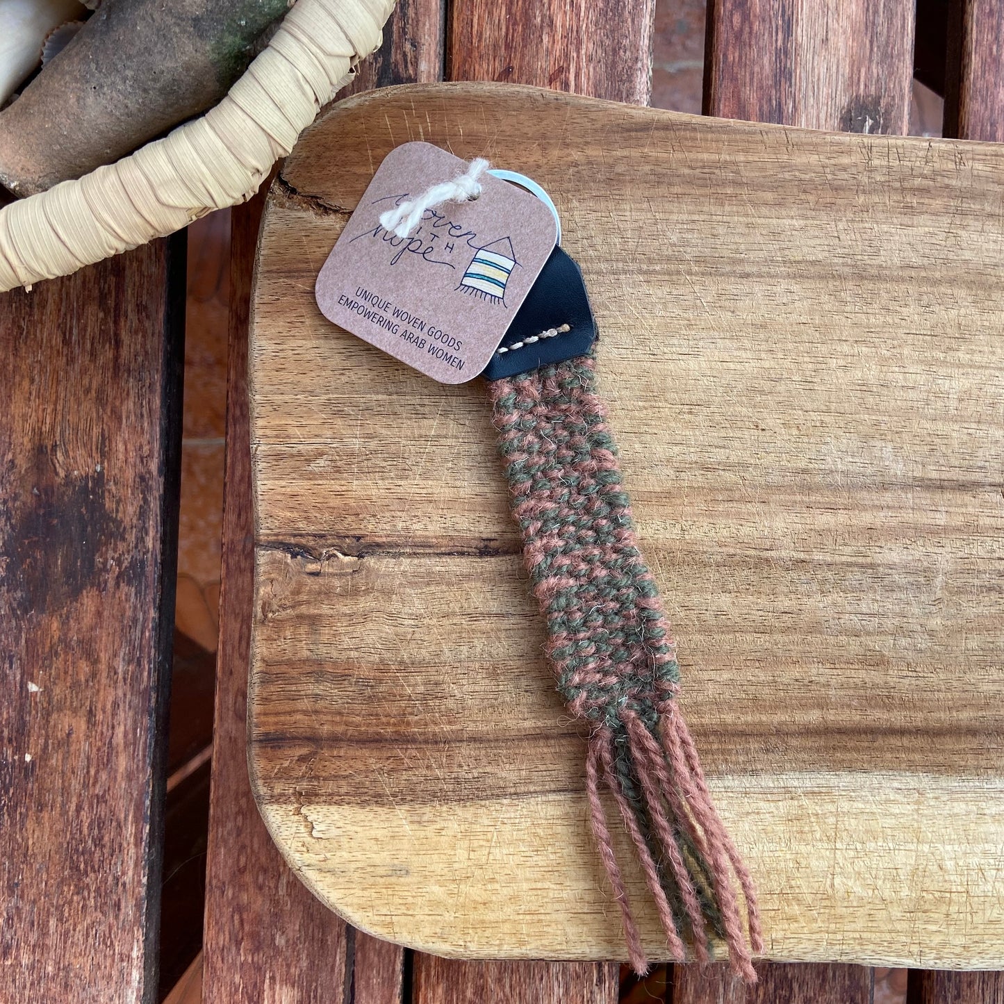 Wool and Leather Keychain