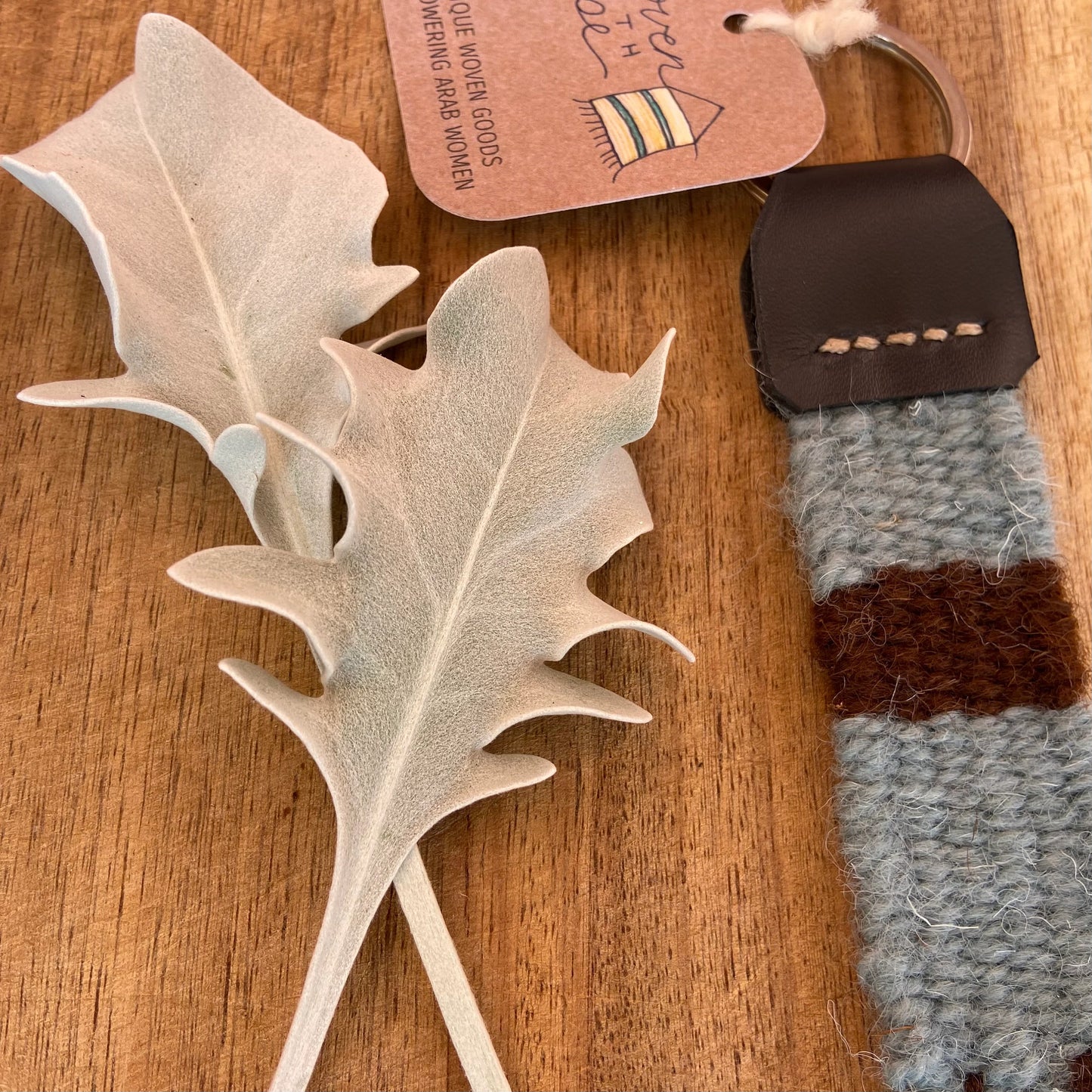 Wool and Leather Keychain