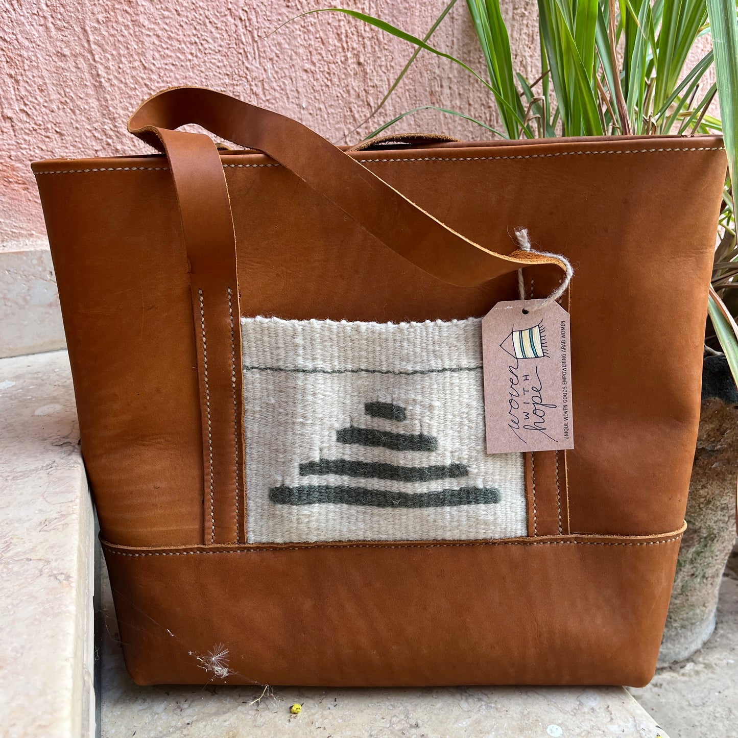 Leather Tote with Pocket