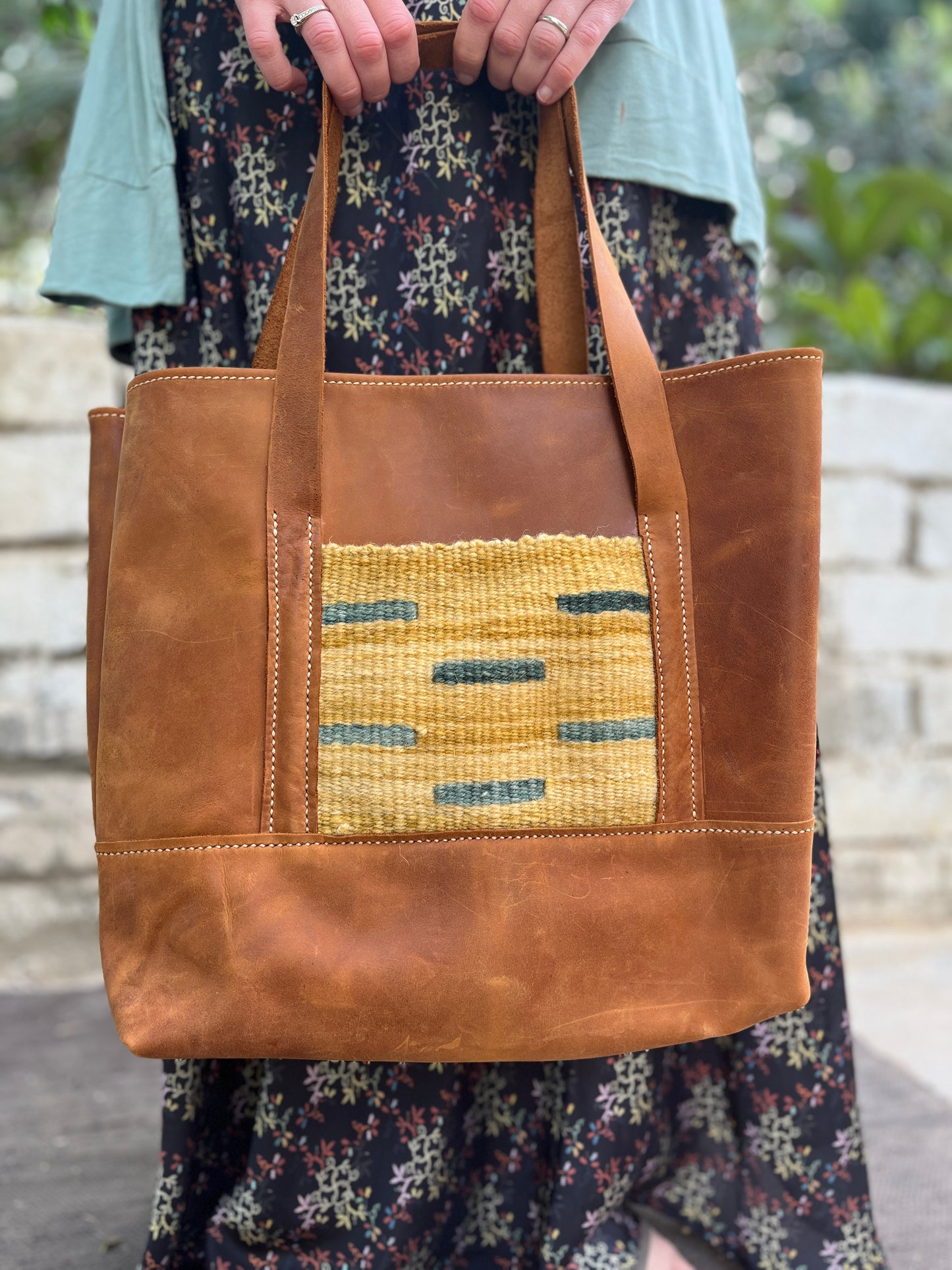 Leather Tote with Pocket