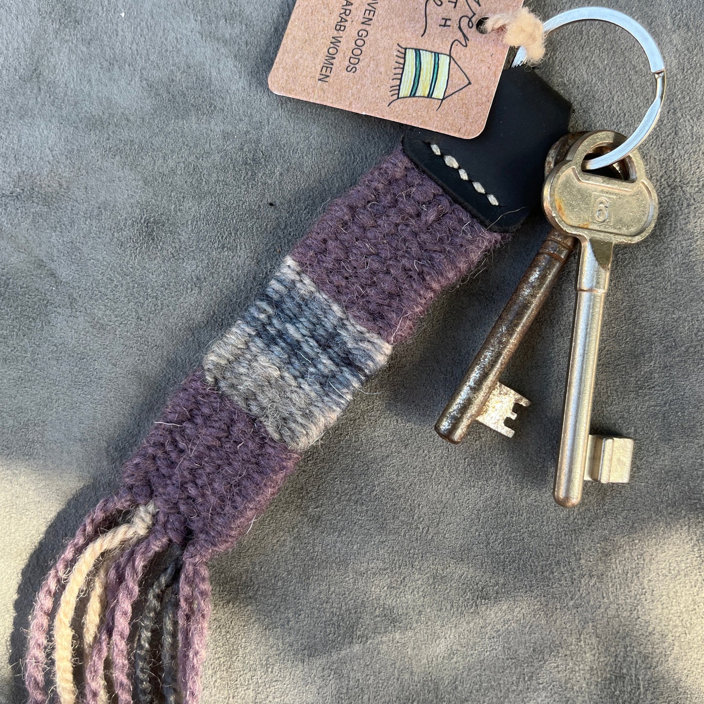 Wool and Leather Keychain