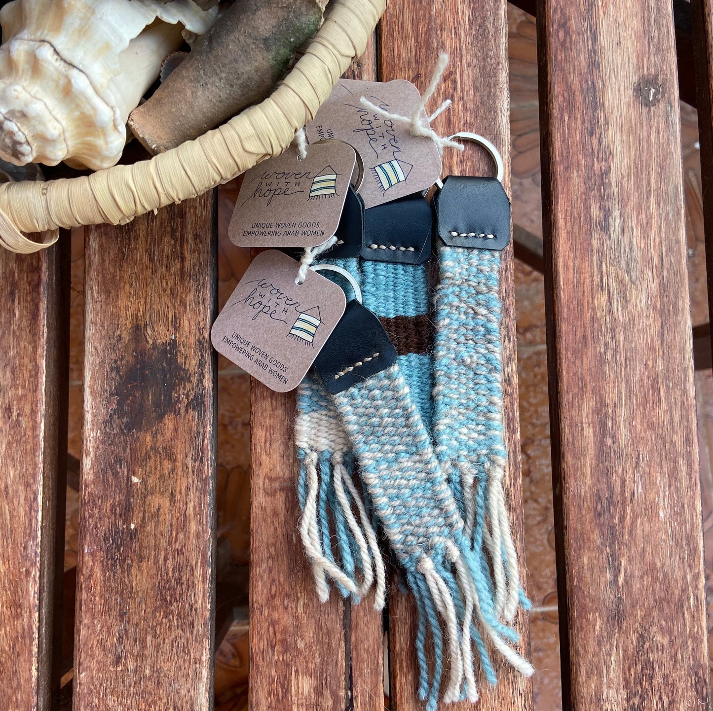 Wool and Leather Keychain